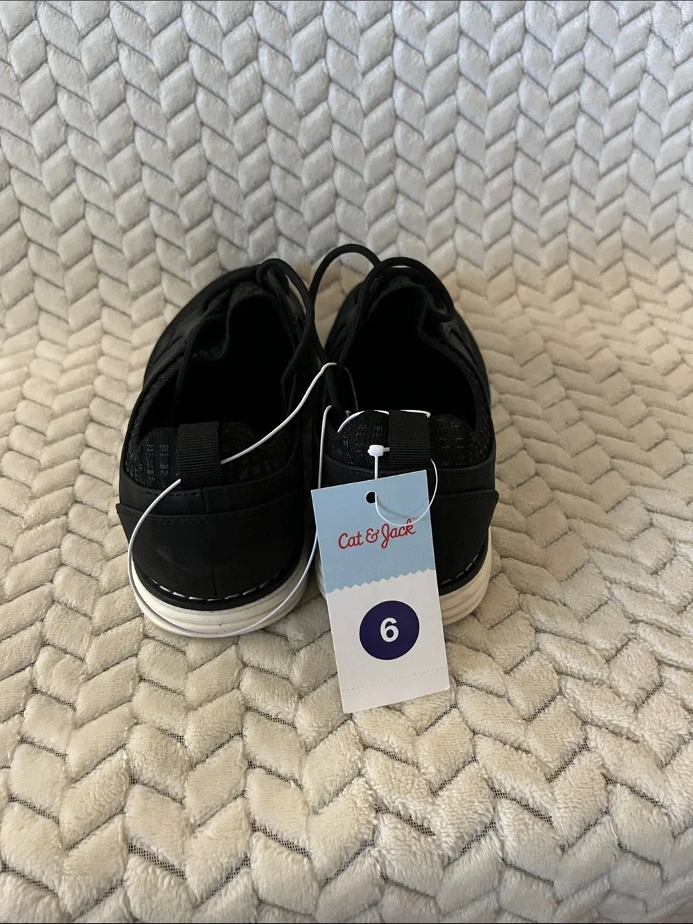 Cat & Jack Black Knit Dress Shoes with White Sole